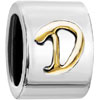 Cylindrical Shaped Letter D Two Tone Plated Beads Charms Bracelets