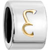 Cylindrical Shaped Letter E Two Tone Plated Beads Charms Bracelets