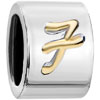 Cylindrical Shaped Letter F Two Tone Plated European  Beads 