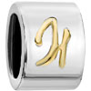 Cylindrical Shaped Letter H Two Tone Plated European Beads