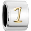 Cylindrical Shaped Letter I Two Tone Plated Beads Charms Bracelets