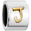 Cylindrical Shaped Letter J Two Tone Plated Beads Charms Bracelets