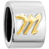 Cylindrical Letter M Silver Plated Style Pandora Beads