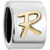 Round Letter R Two Tone Plated European Beads