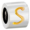 Round Letter S Two Tone Plated European Beads
