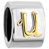 Cylindrical Shaped Golden Letter U Two Tone Plated European  ... 