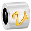 Cylindrical Shaped Letter V Two Tone Plated European Beads