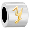 Cylindrical Shaped Letter Y Two Tone Plated European Beads