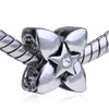 Flower Shaped Five Pointed Star Silver Plated Crystal European Beads