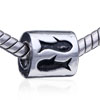 Cube Shape Embedded Fish Silver Plated European Beads