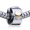 Round Shaped Golden Heart Two Tone Plated European Beads