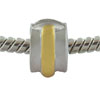Round Stripe Snap Two Tone Plated European Beads