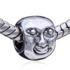Smiling Face Silver Plated European Beads DPC0349