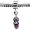 Purple Rhinestone Sandal Dangle European Beads