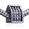 Small House Silver Plated European Beads