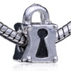 Lock Silver Plated European Beads