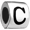 Cylindrical Shaped Letter C Silver Plated European Beads