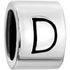 Cylindrical Shaped Letter D Silver Plated Beads Charms Bracelets