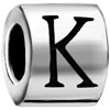 Cylindrical Shaped Letter K Silver Plated Beads Charms Bracelets