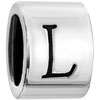 Cylindrical Shaped Engraved Letter L Silver Plated Beads Charms Bracelets