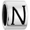 Cylindrical Shaped Letter N Silver Plated Beads Charms Bracelets