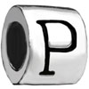 Cylindrical Shaped Letter P Silver Plated European Beads