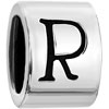 Cylindrical Shaped Letter R Silver Plated Beads Charms Bracelets