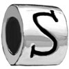 Cylindrical Shaped Letter S Silver Plated Beads Charms Bracelets
