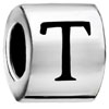 Cylindrical Shaped Letter T Silver Plated Beads Charms Bracelets