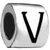 Cylindrical Shaped Letter V Silver Plated European Beads