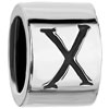 Cylindrical Shaped Letter X Silver Plated European  Beads 