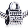 Fashion Handbag Silver Plated European Beads