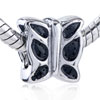 Black Enamel Butterfly Silver Plated European Beads