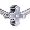 Cross With Rhinestone Silver Plated Crystal European Beads