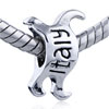Italy Map Silver Plated European Beads