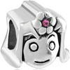 Pugster Pink Crystal Pigtail Girl European Beads