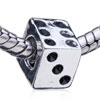 Engraved Dice Silver Plated European Beads