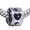 Heart Cross Silver Plated European Beads