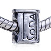 Drum Shaped Soda Silver Plated European Beads