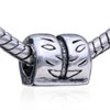Round Shaped Half Half Smile Face Silver Plated European Beads