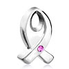 Pink Crystal Ribbon Breast Cancer Awareness Silver Plated Beads Charms Bra...