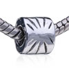 Cylindrical Shaped Sun Flower Silver Plated European Beads