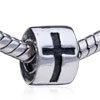 Black Cross Silver Plated European Beads