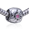 October Birthstone Flower Silver Plated Crystal European Beads