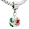 White Flower Cloisonne Dangle European Beads