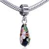 Black Flower Cloisonne Teardrop Dangle European Beads