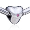 Pink Heart Silver Plated Crystal European Beads