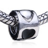 Cylindrical Concave Heart Silver Plated European Beads