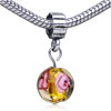Flower Yellow Murano Glass Dangle European Beads