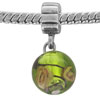 Flower Green Murano Glass Dangle European Beads